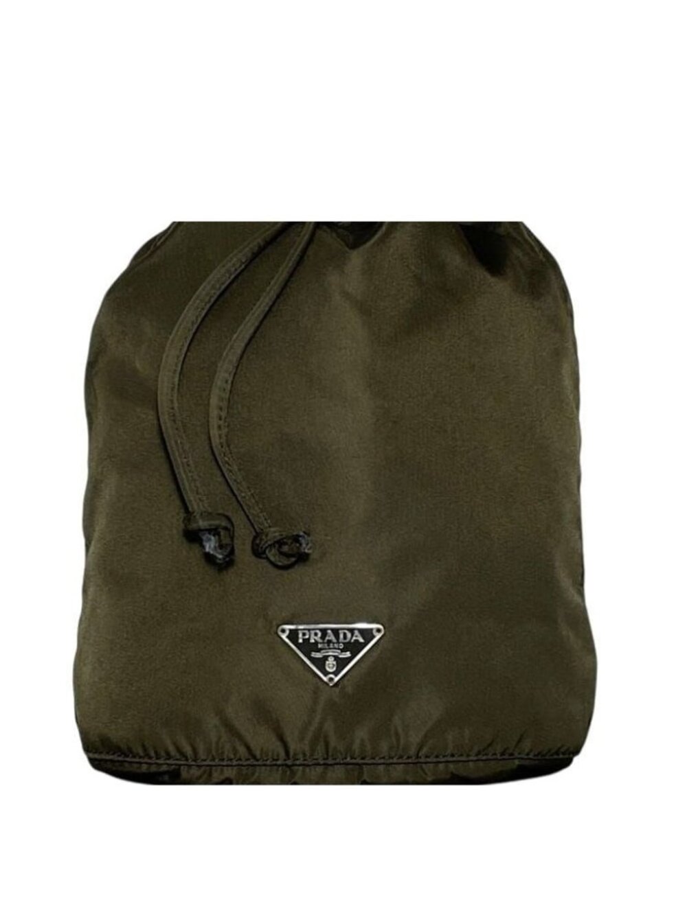 Prada Pouch Drawstring Vera 7 Nylon Tundra Khaki Green Deep